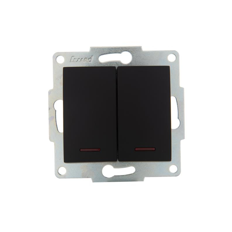 Механизм выключателя 2-кл. 1п СП Karina 10А IP20 с подсветкой черн. бархат LEZARD 707-4288-112