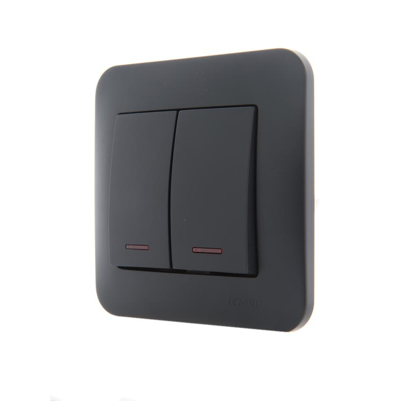 Механизм выключателя 2-кл. 1п СП Karina 10А IP20 с подсветкой черн. бархат LEZARD 707-4288-112