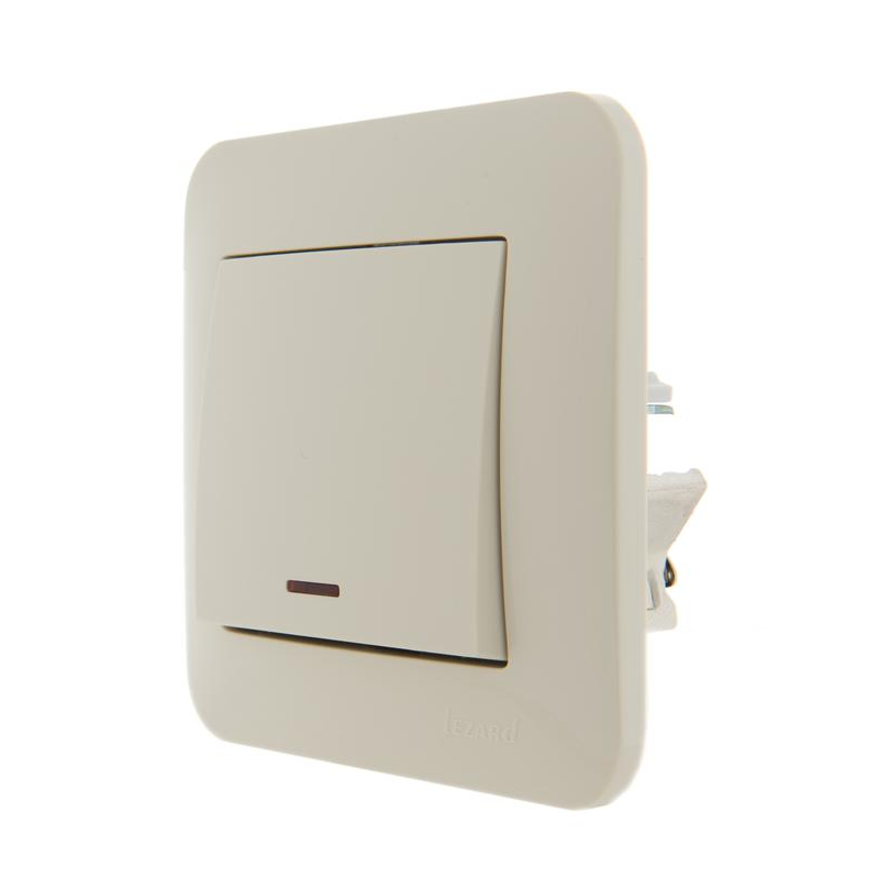 Механизм выключателя 1-кл. 1п СП Karina 10А IP20 с подсветкой крем. LEZARD 707-0388-111