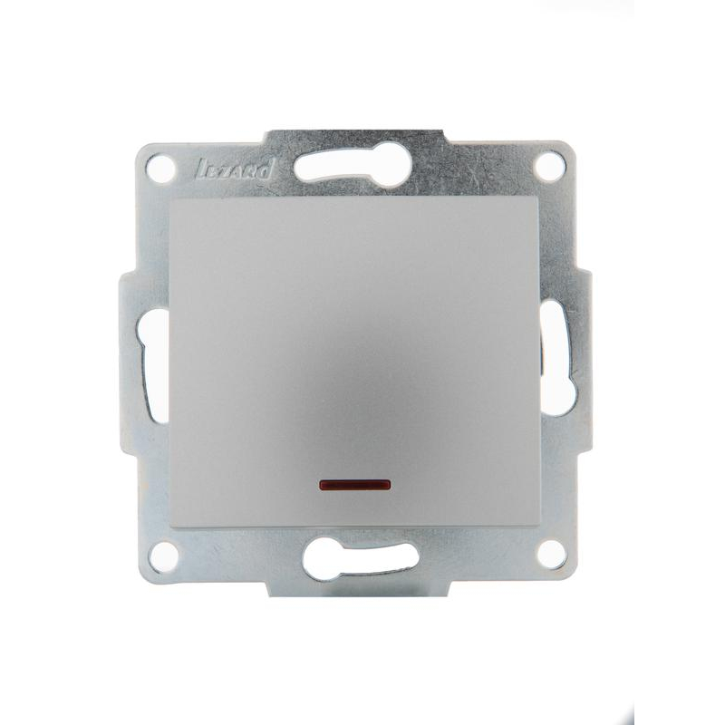 Механизм выключателя 1-кл. 1п СП Karina 10А IP20 с подсветкой матов. серебр. LEZARD 707-4388-111