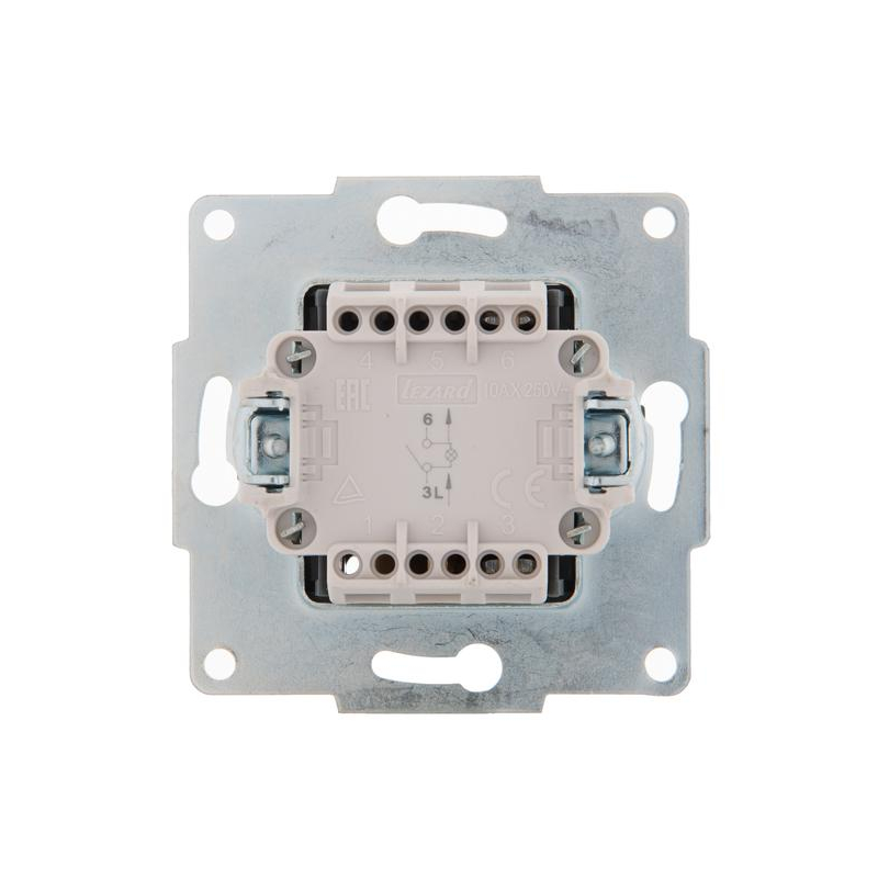 Механизм выключателя 1-кл. 1п СП Karina 10А IP20 с подсветкой матов. серебр. LEZARD 707-4388-111