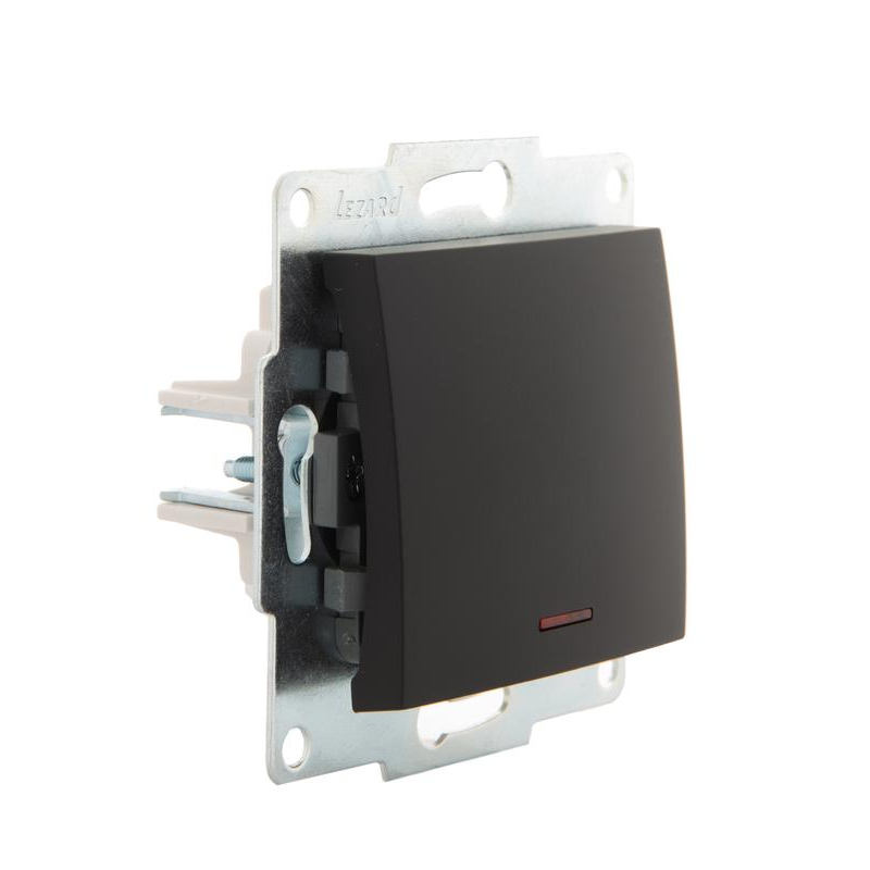 Механизм выключателя 1-кл. 1п СП Karina 10А IP20 с подсветкой черн. бархат LEZARD 707-4288-111