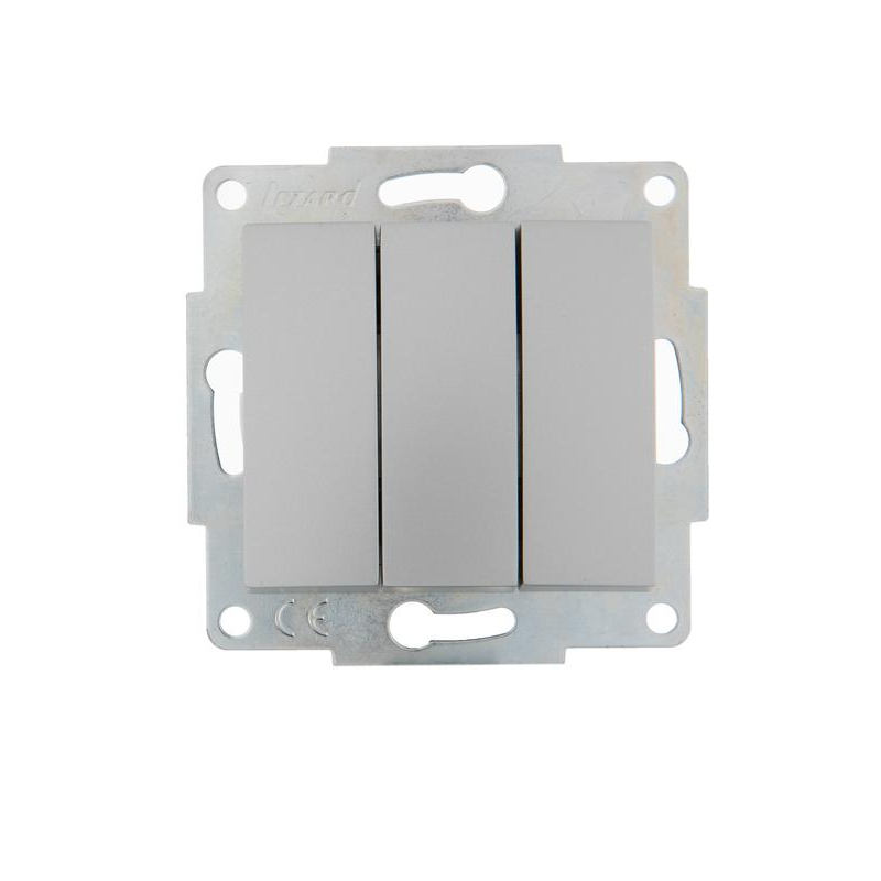 Механизм выключателя 3-кл. 1п СП Karina 10А IP20 матов. серебр. LEZARD 707-4388-109