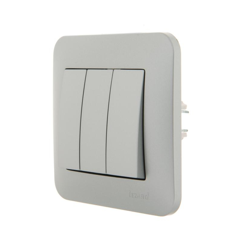 Механизм выключателя 3-кл. 1п СП Karina 10А IP20 матов. серебр. LEZARD 707-4388-109