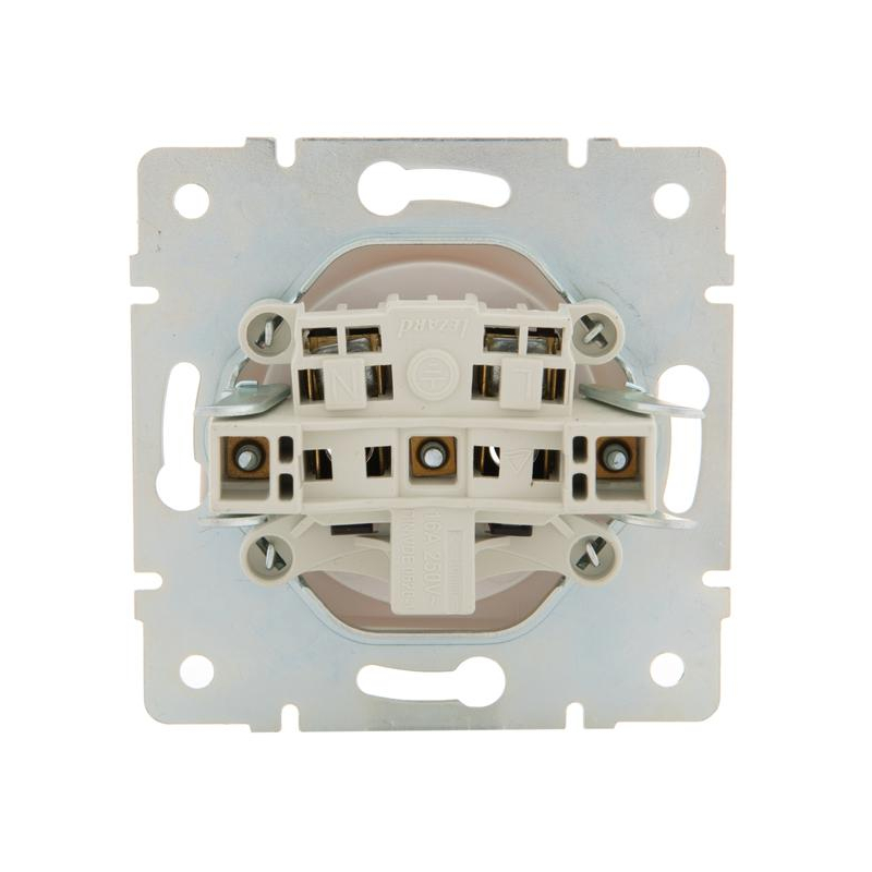 Механизм розетки 1-м СП Karina 16А IP20 без заземл. термопласт жемчуж./бел. перламутр. LEZARD 707-3088-121B
