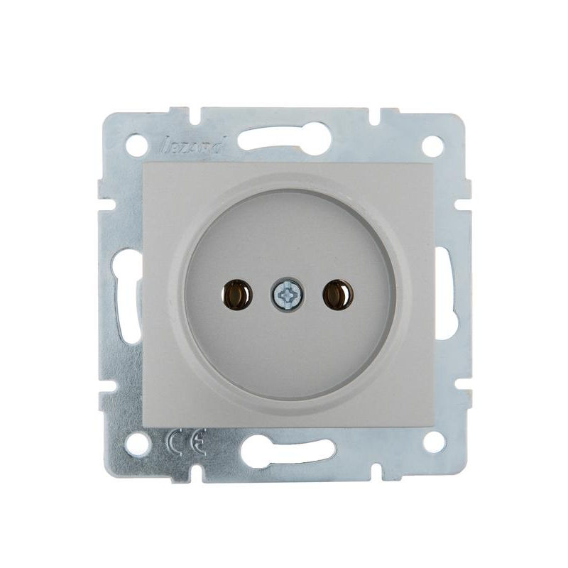 Механизм розетки 1-м СП Karina 16А IP20 без заземл. термопласт матов. серебр. LEZARD 707-4388-121B