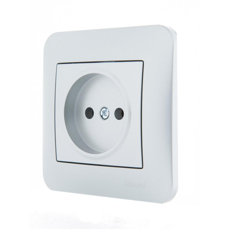 Механизм розетки 1-м СП Karina 16А IP20 без заземл. термопласт матов. серебр. LEZARD 707-4388-121B