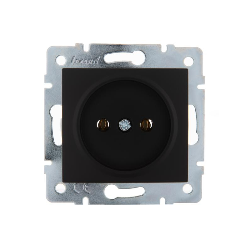 Механизм розетки 1-м СП Karina 16А IP20 без заземл. термопласт черн. бархат LEZARD 707-4288-121B