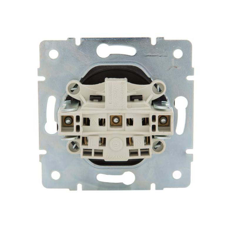 Механизм розетки 1-м СП Karina 16А IP20 без заземл. термопласт черн. бархат LEZARD 707-4288-121B