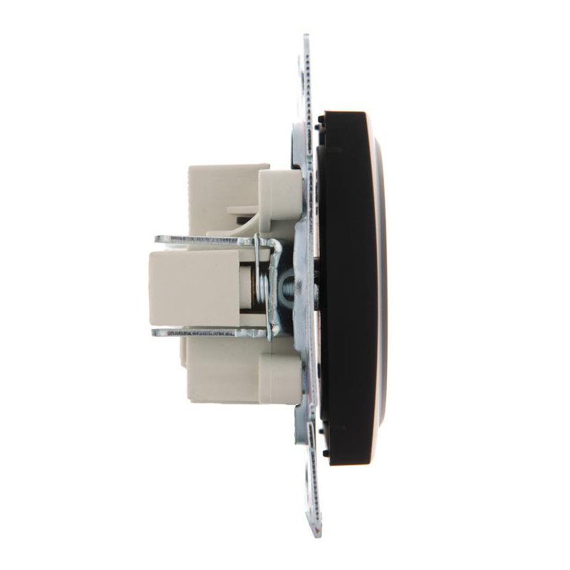 Механизм розетки 1-м СП Karina 16А IP20 без заземл. термопласт черн. бархат LEZARD 707-4288-121B