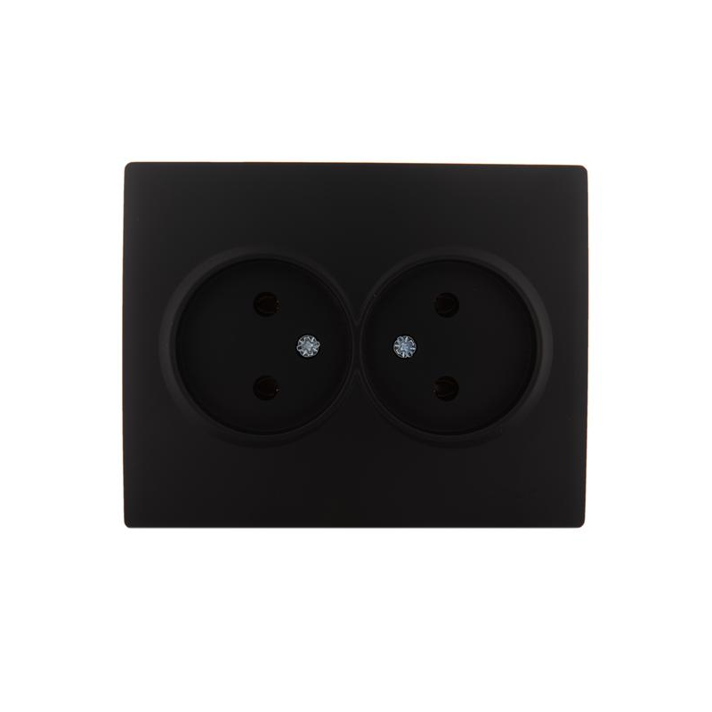 Розетка 2-м СП Karina 16А IP20 без заземл. термопласт черн. бархат LEZARD 707-4200-128B