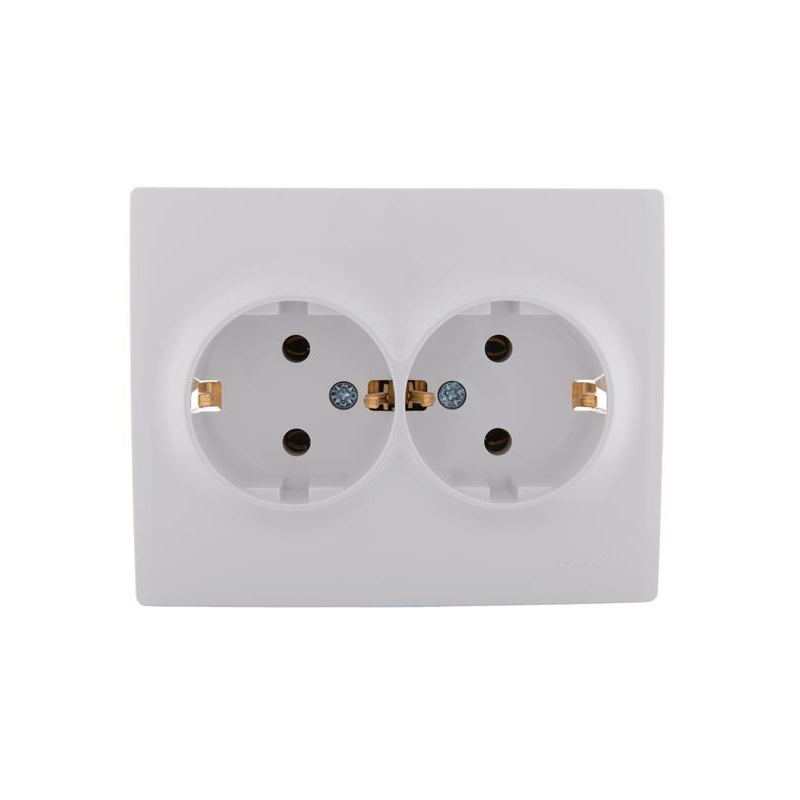 Розетка 2-м СП KARINA термопласт с заземл. бел. LEZARD 707-0200-127B