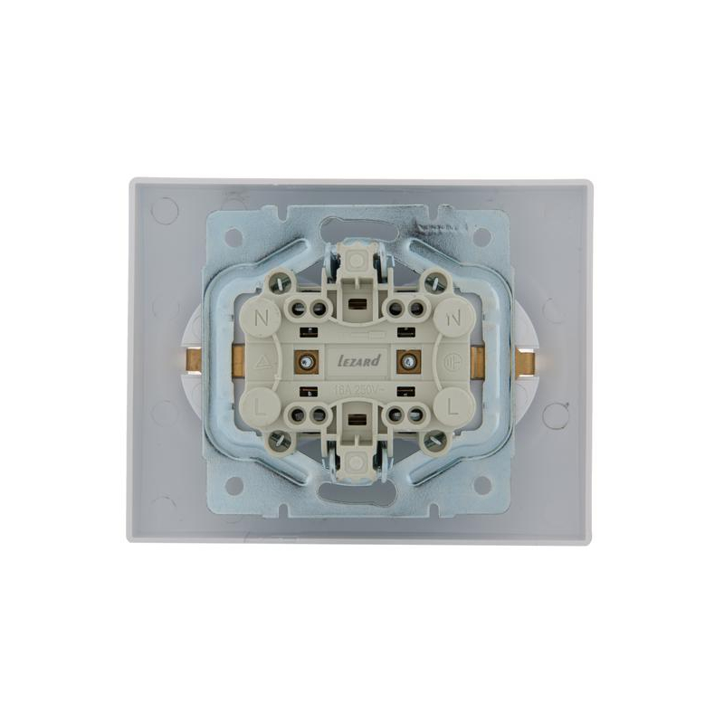 Розетка 2-м СП Karina с заземл. термопласт жемчуж./бел. перламутр. LEZARD 707-3000-127B