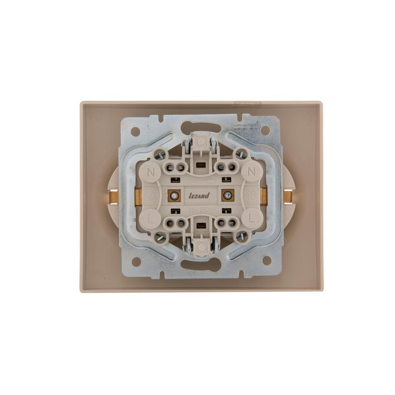Розетка 2-м СП KARINA термопласт с заземл. крем. LEZARD 707-0300-127B