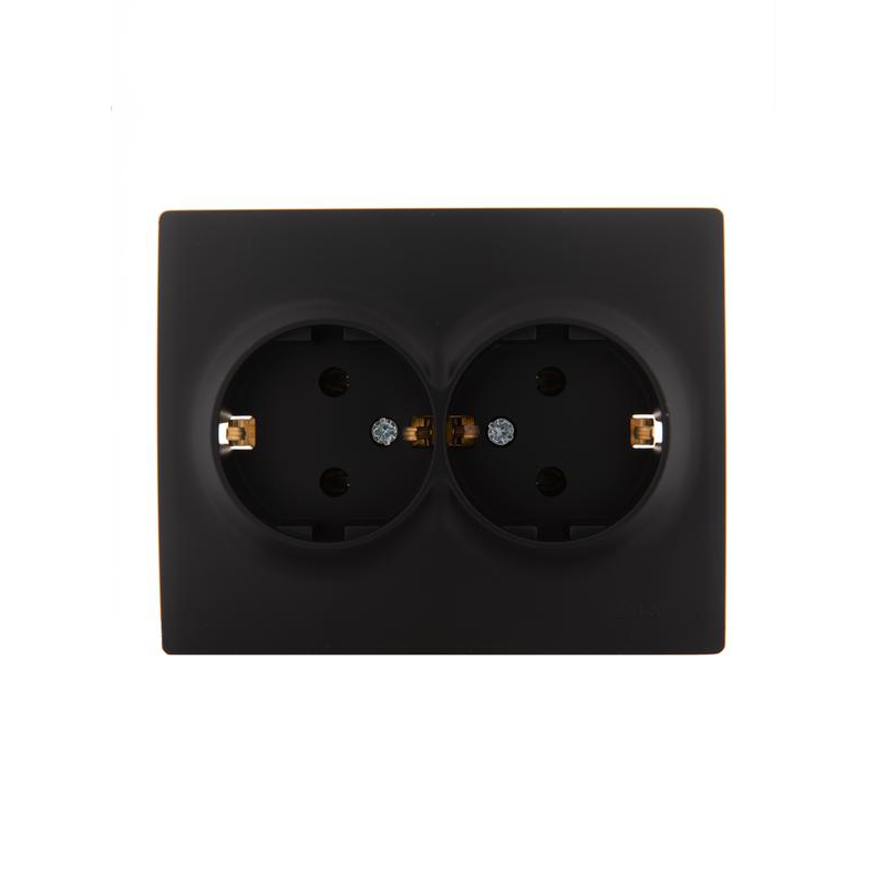 Розетка 2-м СП KARINA термопласт с заземл. черн. бархат LEZARD 707-4200-127B