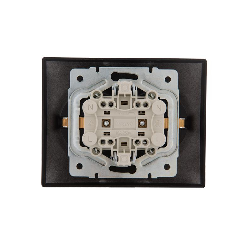 Розетка 2-м СП KARINA термопласт с заземл. черн. бархат LEZARD 707-4200-127B