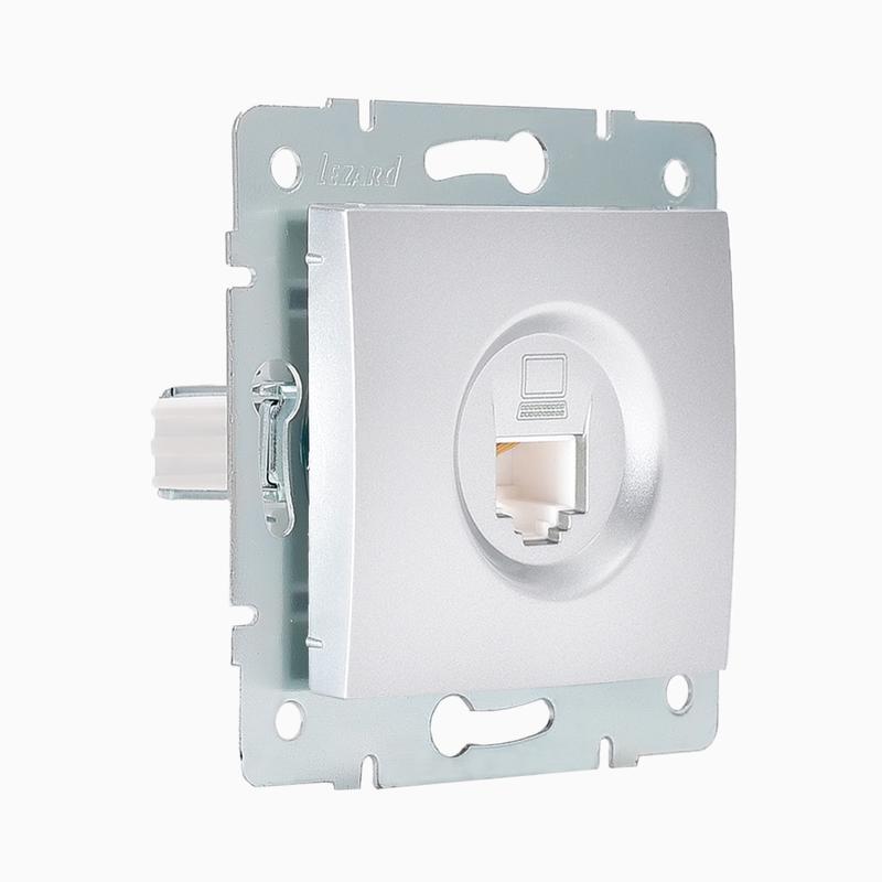 Механизм розетки компьютерной RJ45 1-м СП Karina матов. серебр. LEZARD 707-4388-139
