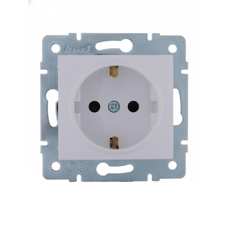 Механизм розетки 1-м СП KARINA защ. шторки с заземл. термопласт бел. LEZARD 707-0288-124B