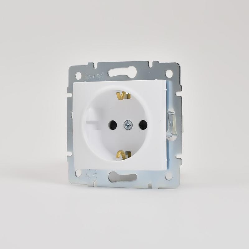 Механизм розетки 1-м СП KARINA защ. шторки с заземл. термопласт бел. LEZARD 707-0288-124B