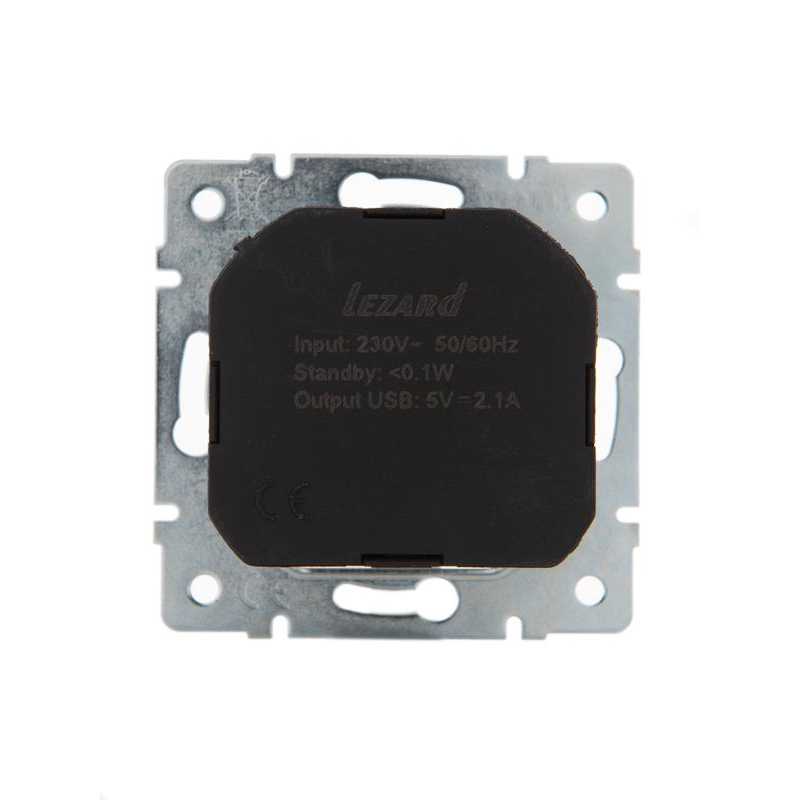 Механизм розетки 1-м СП Karina 16А с USB-разъемом с заземл. матов. серебр. LEZARD 707-4388-181