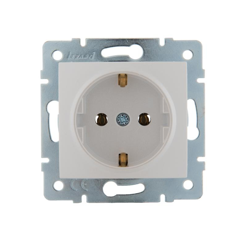 Механизм розетки 1-м СП Karina с заземл. термопласт жемчуж./бел. перламутр. LEZARD 707-3088-122B