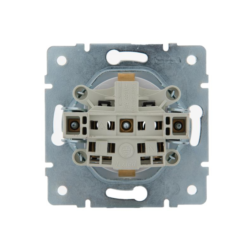 Механизм розетки 1-м СП Karina с заземл. термопласт жемчуж./бел. перламутр. LEZARD 707-3088-122B