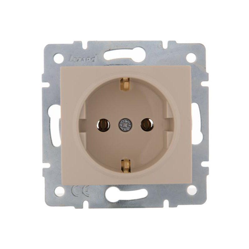 Механизм розетки 1-м СП KARINA термопласт с заземл. крем LEZARD 707-0388-122B