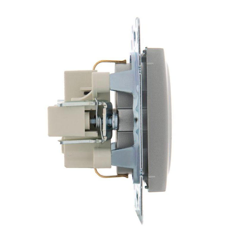 Механизм розетки 1-м СП Karina с заземл. термопласт матов. серебр. LEZARD 707-4388-122B