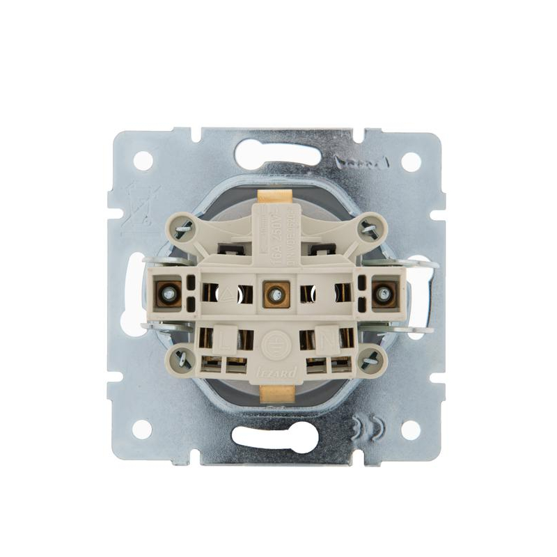 Механизм розетки 1-м СП Karina с заземл. термопласт матов. серебр. LEZARD 707-4388-122B