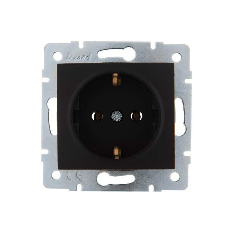 Механизм розетки 1-м СП KARINA термопласт с заземл. черн. бархат LEZARD 707-4288-122B