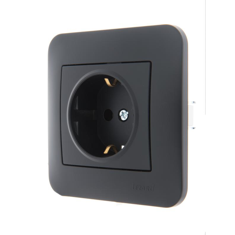 Механизм розетки 1-м СП KARINA термопласт с заземл. черн. бархат LEZARD 707-4288-122B