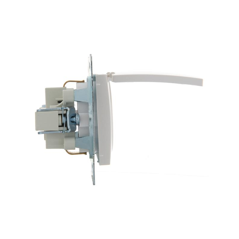 Механизм розетки 1-м СП Karina с заземл. с крышкой термопласт жемчуж./бел. перламутр. LEZARD 707-3088-123B