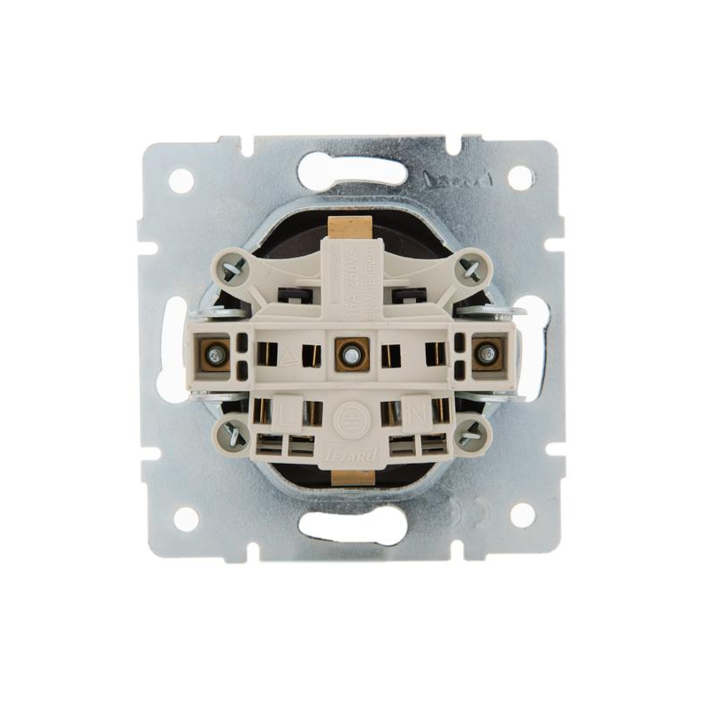 Механизм розетки 1-м СП KARINA с защ. крышкой термопласт с заземл. черн. бархат LEZARD 707-4288-123B