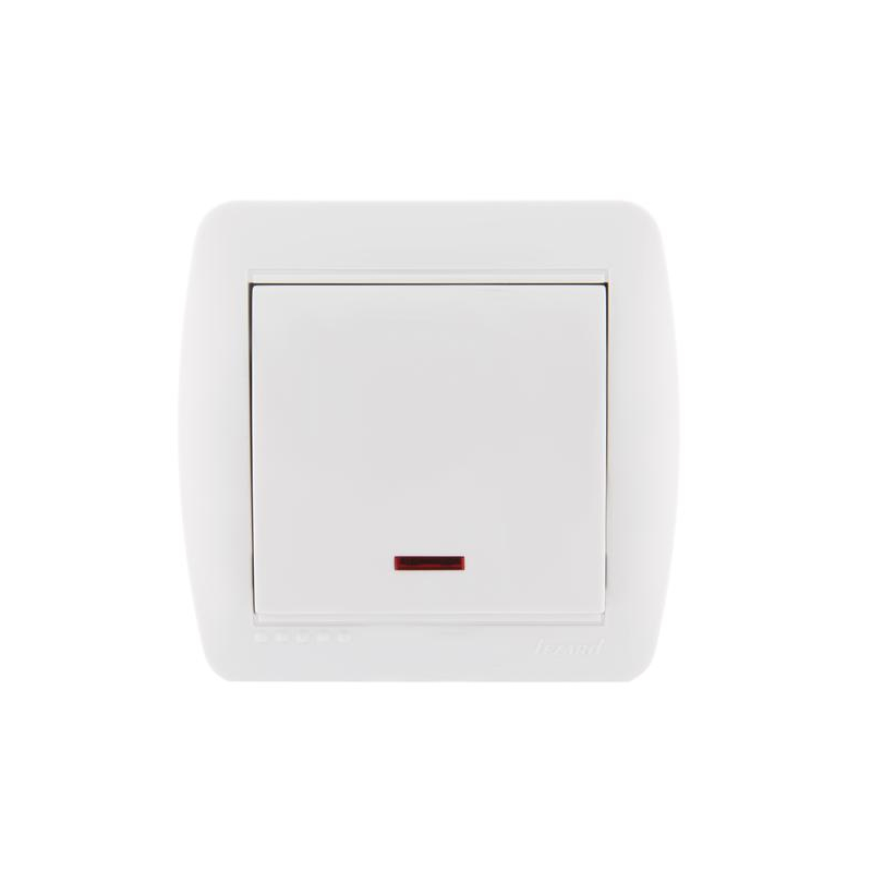 Выключатель 1-кл. ОП Демет 10А IP20 с подсветкой бел. LEZARD 711-0200-111