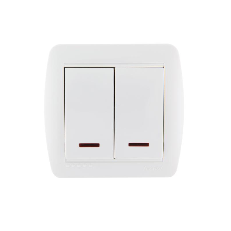 Выключатель 2-кл. ОП Демет 10А IP20 с подсветкой бел. LEZARD 711-0200-112