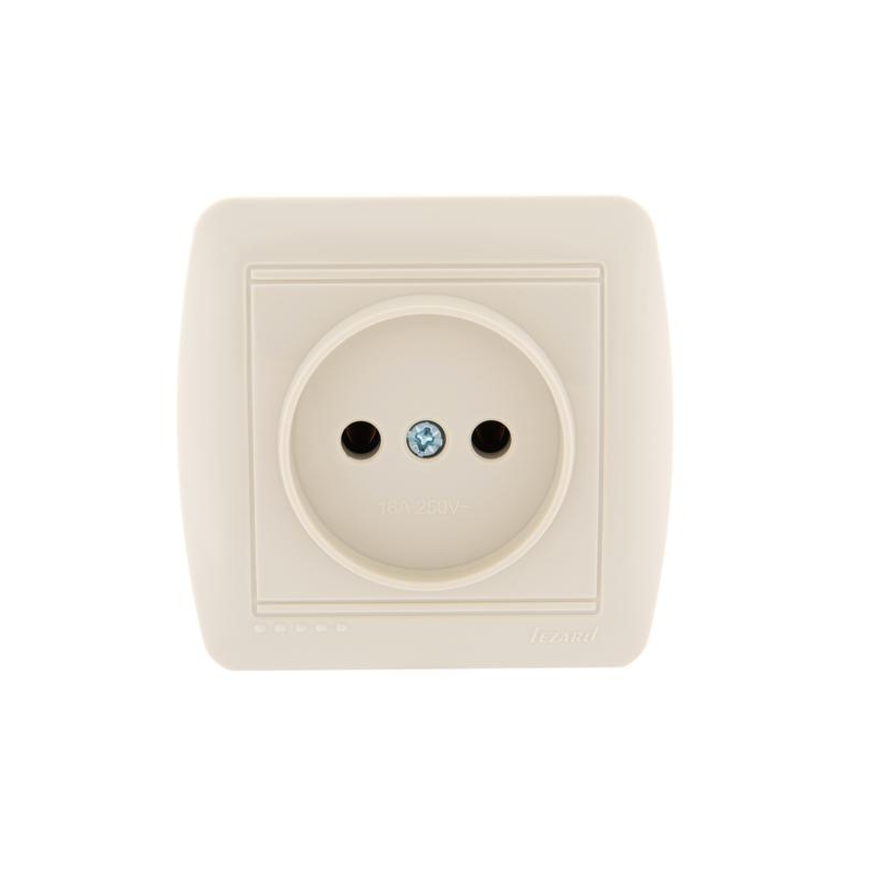 Розетка 1-м ОП Демет 16А IP20 без заземл. керамика крем. LEZARD 711-0300-121