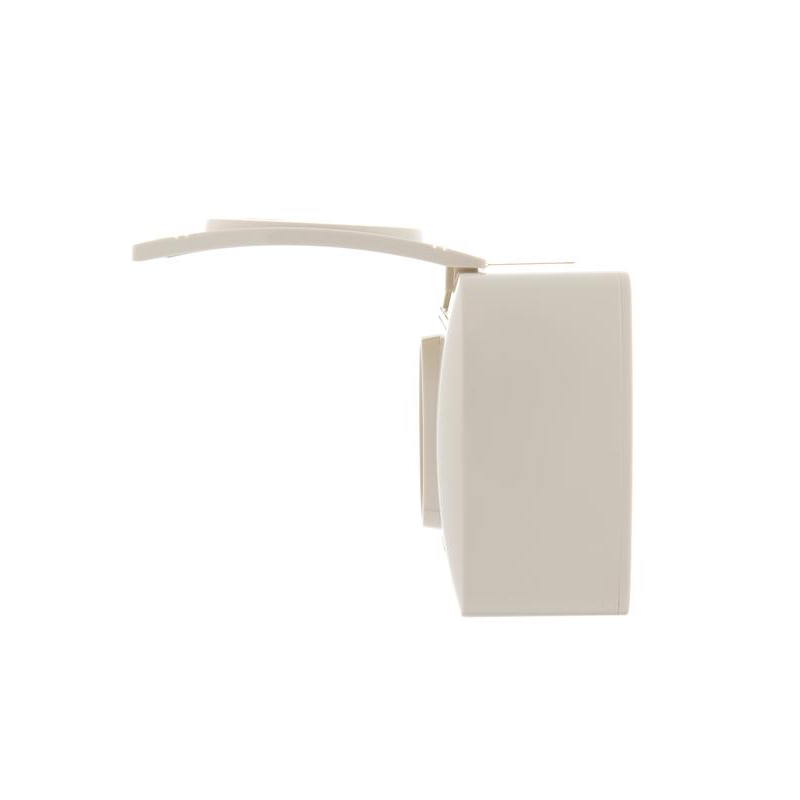 Розетка 1-м ОП Демет с защ. крышкой керам. с заземл. крем. LEZARD 711-0300-123