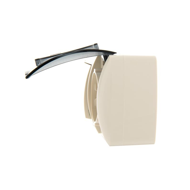 Блок ОП Ната IP20 горизонт. крем. (1-кл. выкл. + розетка евро с заземл. с крыш.) LEZARD 710-0300-170