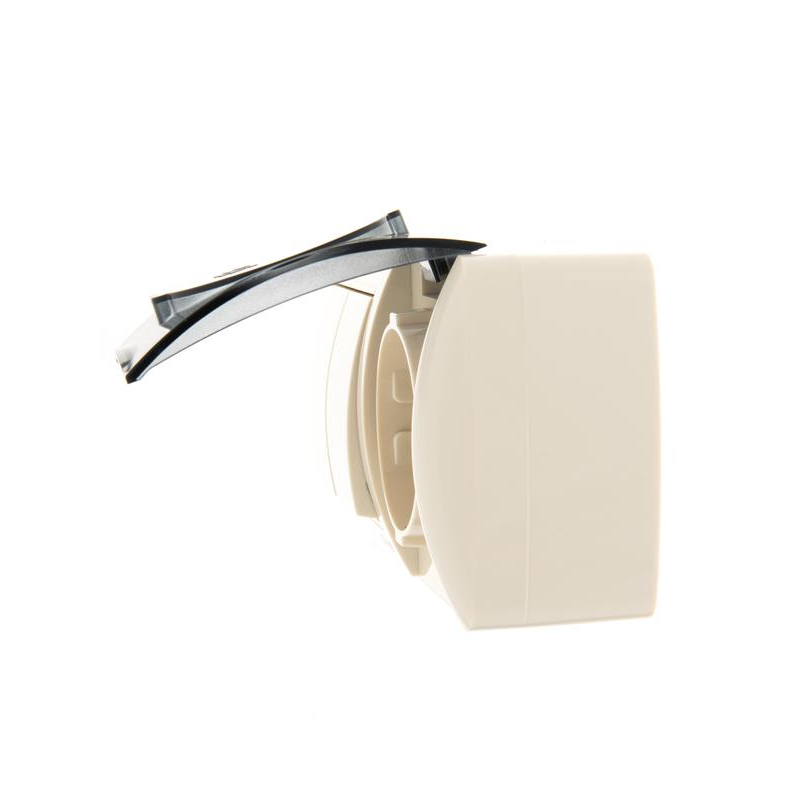 Блок ОП Ната IP20 горизонт. крем. (2-кл. выкл. + розетка евро с заземл. с крыш.) LEZARD 710-0300-171