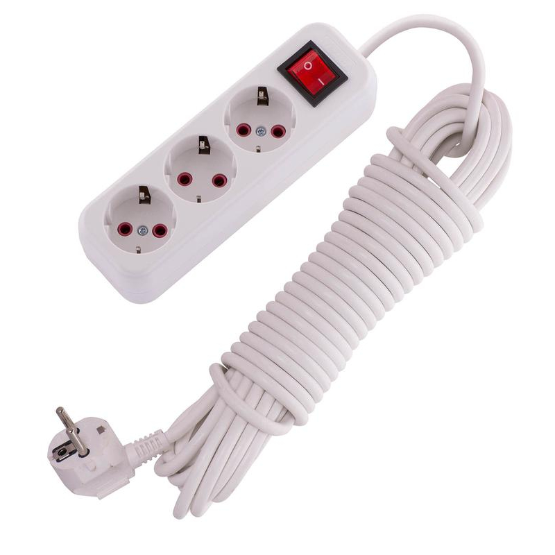 Удлинитель 3х10м с заземл. 16А IP20 с выкл. LEZARD 720-0310-302