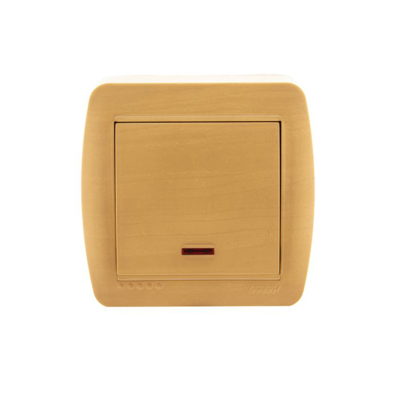 Выключатель 1-кл. ОП Демет 10А IP20 с подсветкой ясень LEZARD 711-4700-111