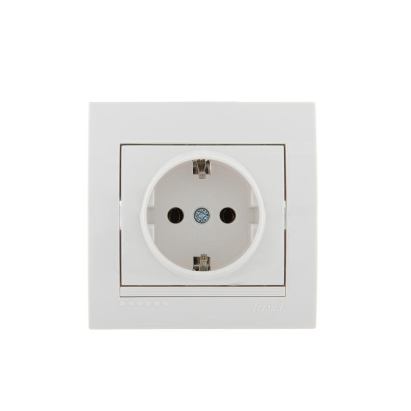 Розетка 1-м СП Дери бакелит с заземл. бел./бел. LEZARD 702-0202-122B