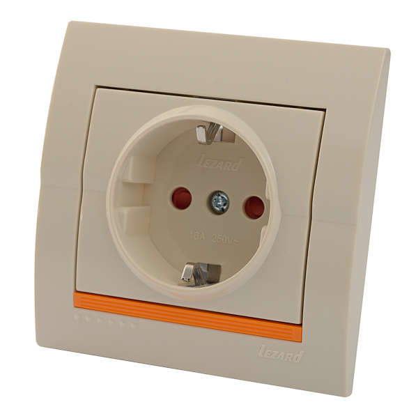 Розетка 1-м СП Дери 16А IP20 защ. шторки бакелит крем. LEZARD 702-0303-124B