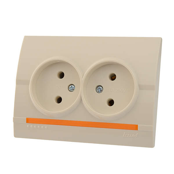 Розетка 2-м СП Дери 16А IP20 без заземл. бакелит крем. LEZARD 702-0303-128B