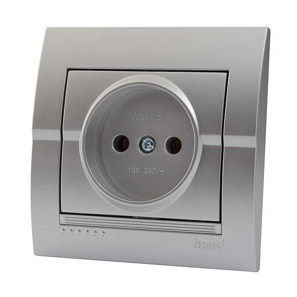 Розетка 1-м СП Дери 16А IP20 без заземл. бакелит серебр. метал. LEZARD 702-2828-121B