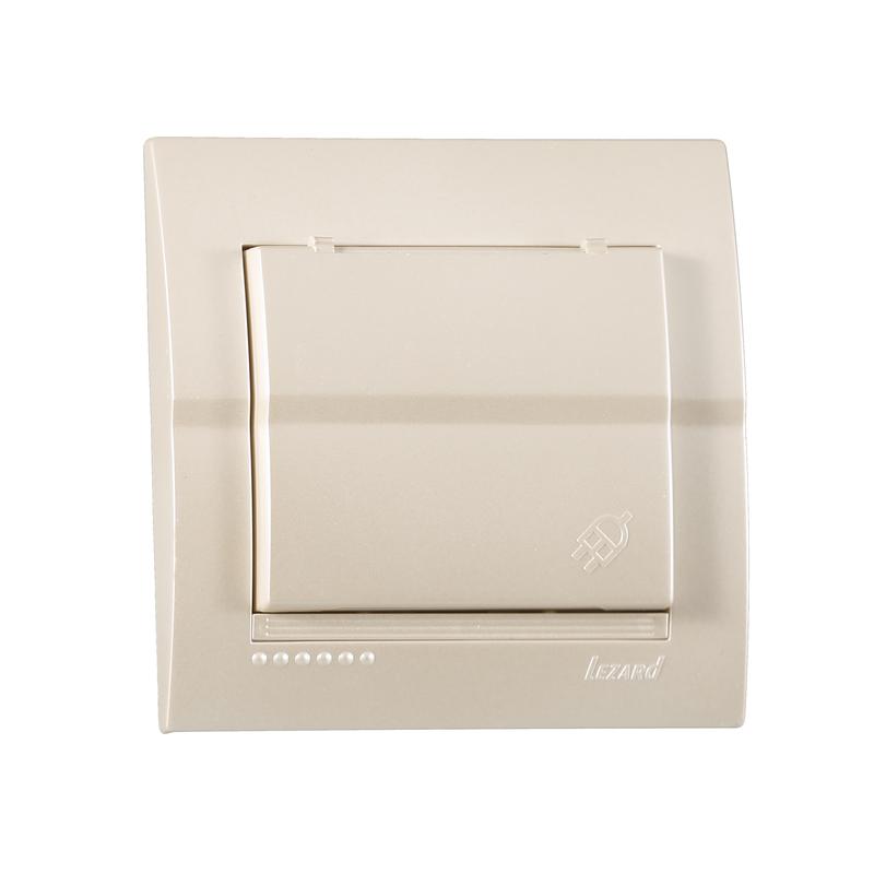 Розетка 1-м СП Дери с заземл. с крышкой бакелит жемчуж./бел. перламутр. LEZARD 702-3030-123B