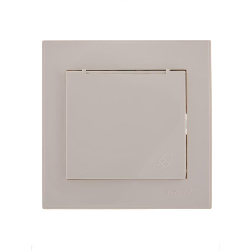 Розетка 1-м СП Рейн с защ. крышкой керам. с заземл. бел. LEZARD 703-0202-123