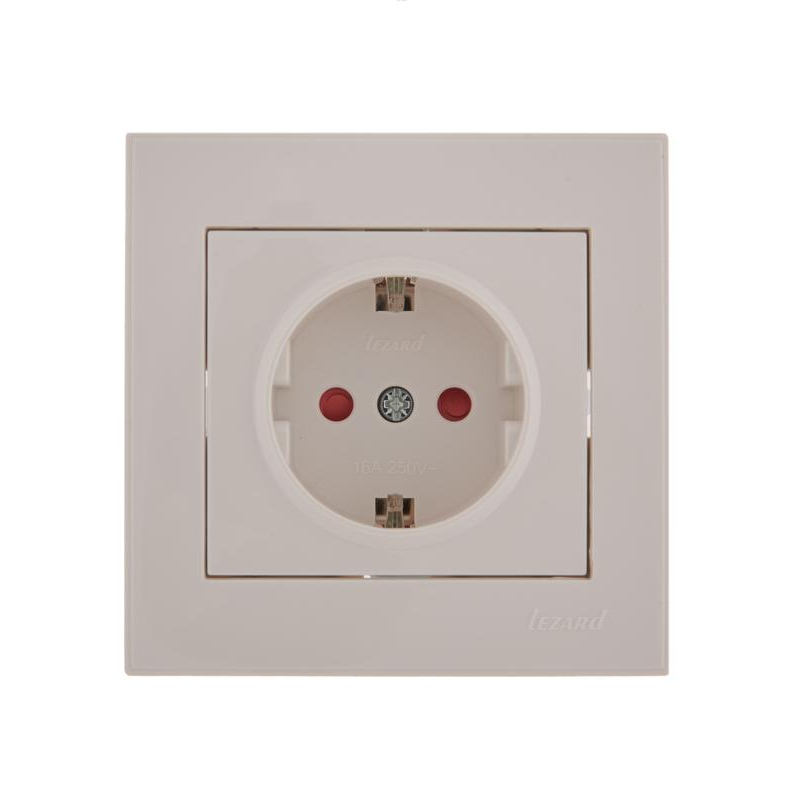 Розетка 1-м СП Рейн 16А IP20 защ. шторки керамика бел. LEZARD 703-0202-124