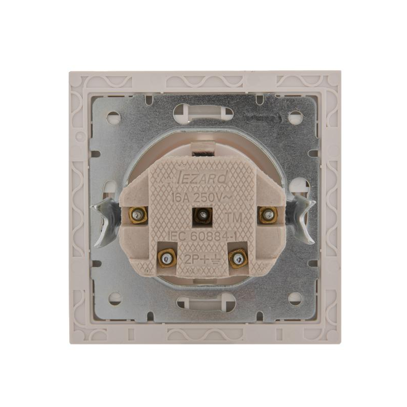 Розетка 1-м СП Рейн 16А IP20 защ. шторки керамика бел. LEZARD 703-0202-124