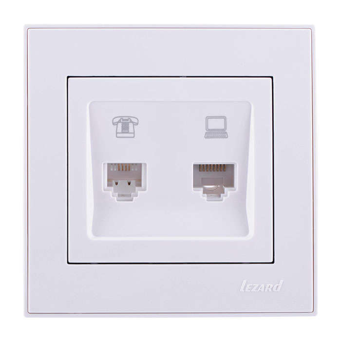 Розетка компьютерная 2-м СП Рейн бел. LEZARD 703-0202-141